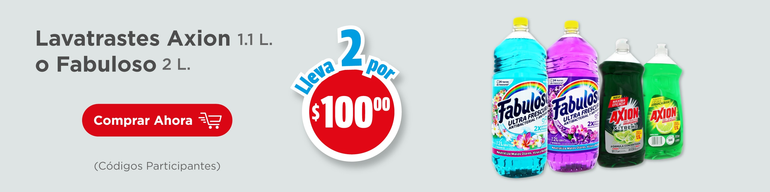 Axion o Fabuloso lleva 2 por $100 pesos